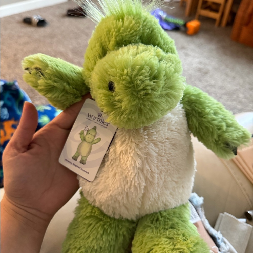 Warmies Green and Cream Plush Dinosaur